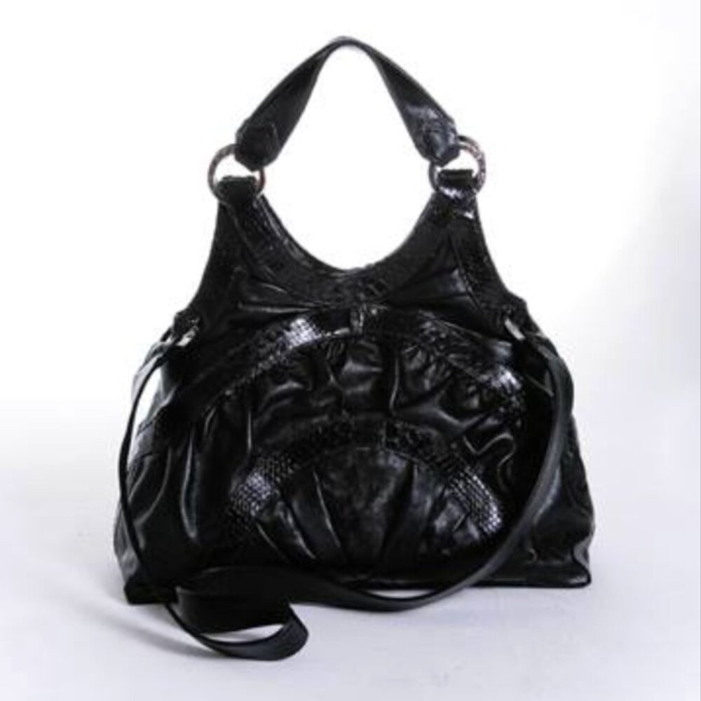RARE! Michelle Vale Genuine Python Leather Shoulder/ Handbag in Black NWOT